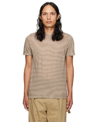 T-shirt à col rond à rayures horizontales marron Isabel Marant