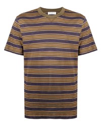 T-shirt à col rond à rayures horizontales marron Sandro Paris