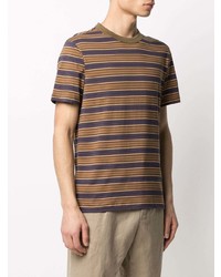 T-shirt à col rond à rayures horizontales marron Sandro Paris
