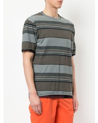 T-shirt à col rond à rayures horizontales marron Kolor