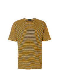T-shirt à col rond à rayures horizontales moutarde