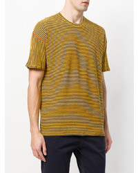 T-shirt à col rond à rayures horizontales moutarde Roberto Collina
