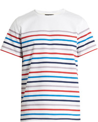 T-shirt à col rond à rayures horizontales multicolore