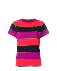 T-shirt à col rond à rayures horizontales multicolore A.P.C.