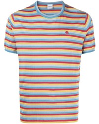 T-shirt à col rond à rayures horizontales multicolore Aspesi