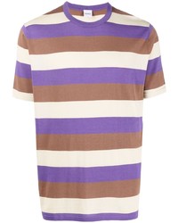 T-shirt à col rond à rayures horizontales multicolore Aspesi