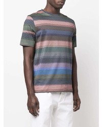 T-shirt à col rond à rayures horizontales multicolore Paul Smith