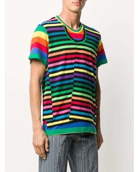 T-shirt à col rond à rayures horizontales multicolore Comme Des Garcons Homme Plus