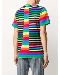 T-shirt à col rond à rayures horizontales multicolore Comme Des Garcons Homme Plus