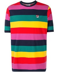 T-shirt à col rond à rayures horizontales multicolore Fila