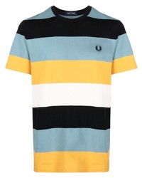 T-shirt à col rond à rayures horizontales multicolore Fred Perry