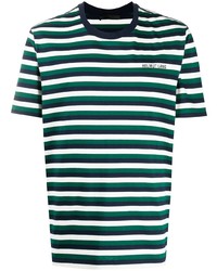 T-shirt à col rond à rayures horizontales multicolore Helmut Lang