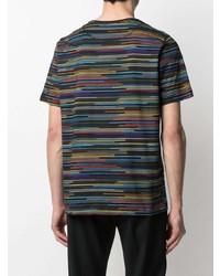 T-shirt à col rond à rayures horizontales multicolore PS Paul Smith