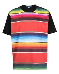 T-shirt à col rond à rayures horizontales multicolore Junya Watanabe MAN
