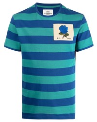 T-shirt à col rond à rayures horizontales multicolore Kent & Curwen