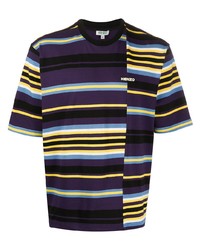 T-shirt à col rond à rayures horizontales multicolore Kenzo