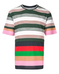 T-shirt à col rond à rayures horizontales multicolore Loewe