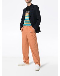 T-shirt à col rond à rayures horizontales multicolore Prada