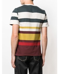 T-shirt à col rond à rayures horizontales multicolore MAISON KITSUNÉ