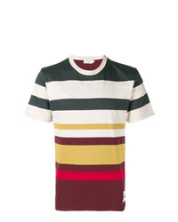 T-shirt à col rond à rayures horizontales multicolore MAISON KITSUNÉ