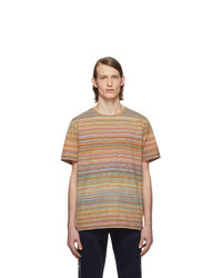 T-shirt à col rond à rayures horizontales multicolore Missoni