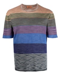 T-shirt à col rond à rayures horizontales multicolore Missoni