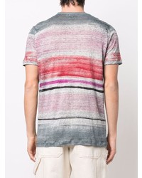 T-shirt à col rond à rayures horizontales multicolore Avant Toi