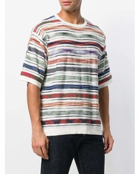 T-shirt à col rond à rayures horizontales multicolore Missoni