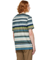 T-shirt à col rond à rayures horizontales multicolore Paul Smith