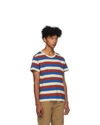 T-shirt à col rond à rayures horizontales multicolore VISVIM