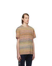 T-shirt à col rond à rayures horizontales multicolore Missoni