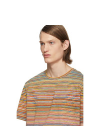 T-shirt à col rond à rayures horizontales multicolore Missoni