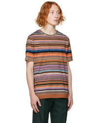 T-shirt à col rond à rayures horizontales multicolore Paul Smith