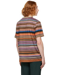 T-shirt à col rond à rayures horizontales multicolore Paul Smith