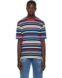 T-shirt à col rond à rayures horizontales multicolore Ps By Paul Smith