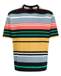 T-shirt à col rond à rayures horizontales multicolore PS Paul Smith