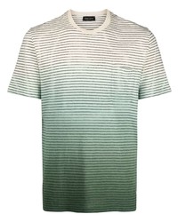 T-shirt à col rond à rayures horizontales multicolore Roberto Collina
