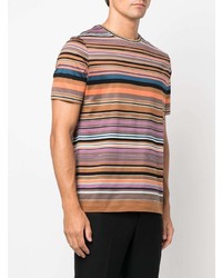 T-shirt à col rond à rayures horizontales multicolore Paul Smith