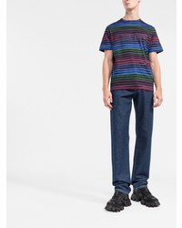 T-shirt à col rond à rayures horizontales multicolore Missoni