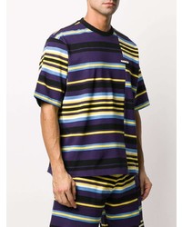 T-shirt à col rond à rayures horizontales multicolore Kenzo