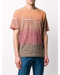 T-shirt à col rond à rayures horizontales multicolore Missoni