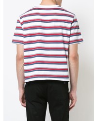 T-shirt à col rond à rayures horizontales multicolore Saint Laurent