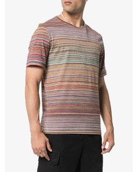 T-shirt à col rond à rayures horizontales multicolore Missoni