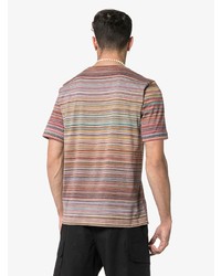 T-shirt à col rond à rayures horizontales multicolore Missoni