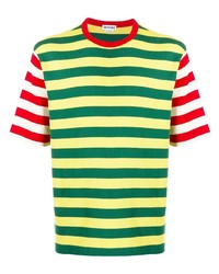 T-shirt à col rond à rayures horizontales multicolore Sunnei