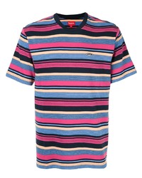 T-shirt à col rond à rayures horizontales multicolore Supreme