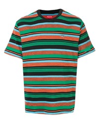 T-shirt à col rond à rayures horizontales multicolore Supreme