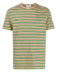 T-shirt à col rond à rayures horizontales multicolore YMC