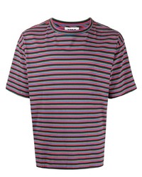 T-shirt à col rond à rayures horizontales multicolore YMC