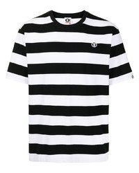 T-shirt à col rond à rayures horizontales noir et blanc AAPE BY A BATHING APE